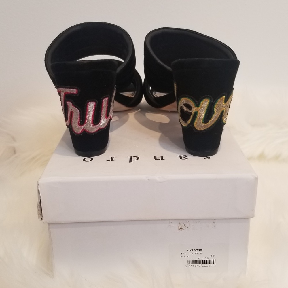 SANDRO ❤️ NIB TRUE LOVE VELVET CHUNKY HEELS SZ 9 - Picture 4 of 14